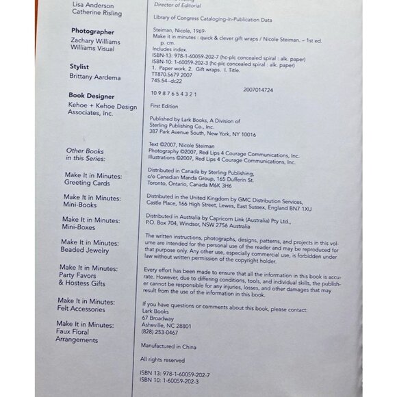 Quick & Clever Gift Wraps Make It in Minutes Nicole Steiman Craft Book First Ed. - Picture 14 of 15